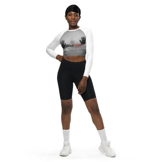 All-Over Print Recycled Long Sleeve Crop Top